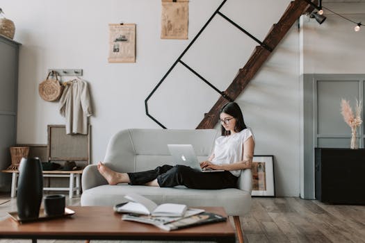 Woman creating content calendar on a laptop