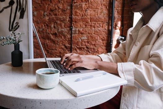 Image of a woman updating her blog for SEO